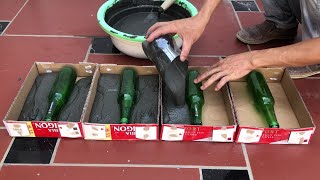 PVC Pipes And Glass Bottles - Ideas Create Cement Plant Pots At Home