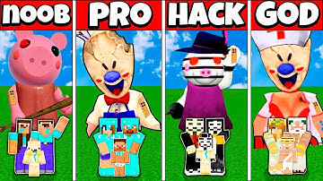 Minecraft Battle FAMILY PIGGY ICE SCREAM HOUSE BUILD CHALLENGE NOOB vs PRO vs HACKER GOD Animation