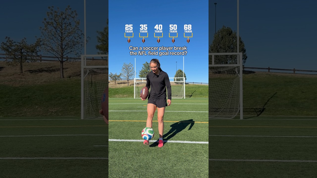 Can a soccer player beat the NFL field goal record? #soccer #football #nfl #fieldgoal