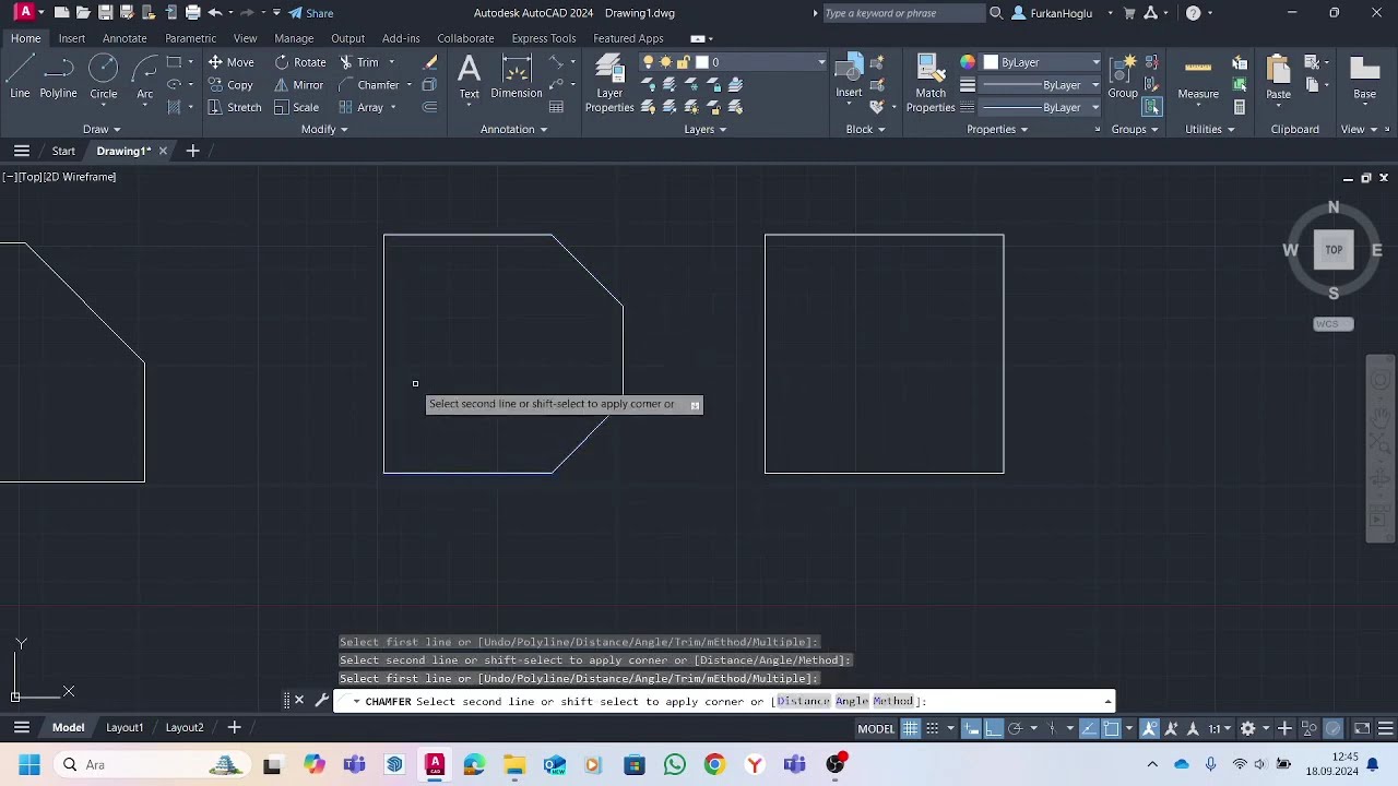 Autocad Chamfer Komutu