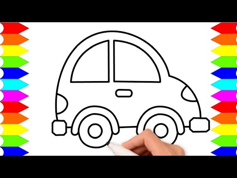 Cara menggambar  Mobil Belajar  menggambar  dan mewarnai 