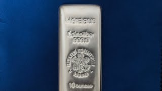 Review of the 10z Heraeus Cast Silver Bullion Bar