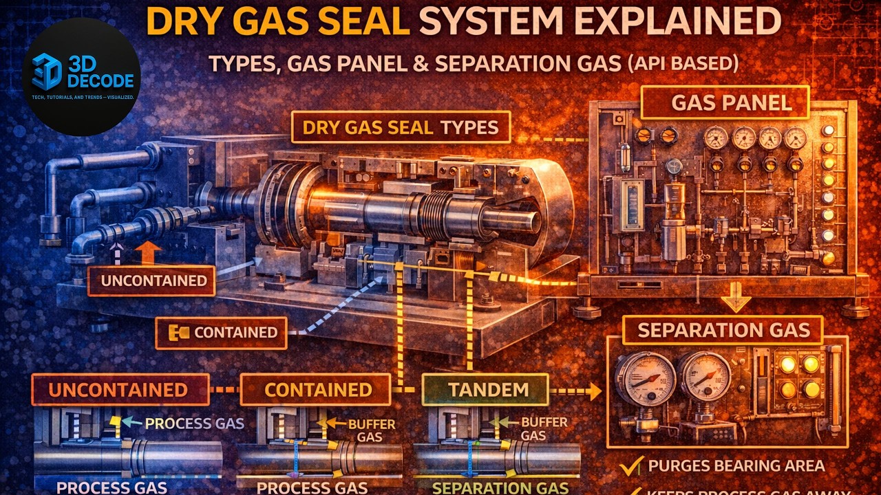 Dry Gas Seal System Explained  Types, Gas Panel & Separation Gas API Based | 3DDECODE