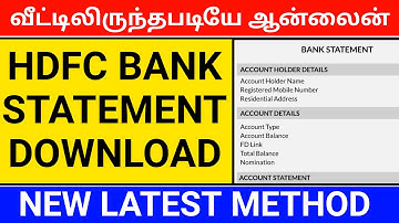 hdfc bank statement download Tamil | how to download hdfc bank statement in Tamil