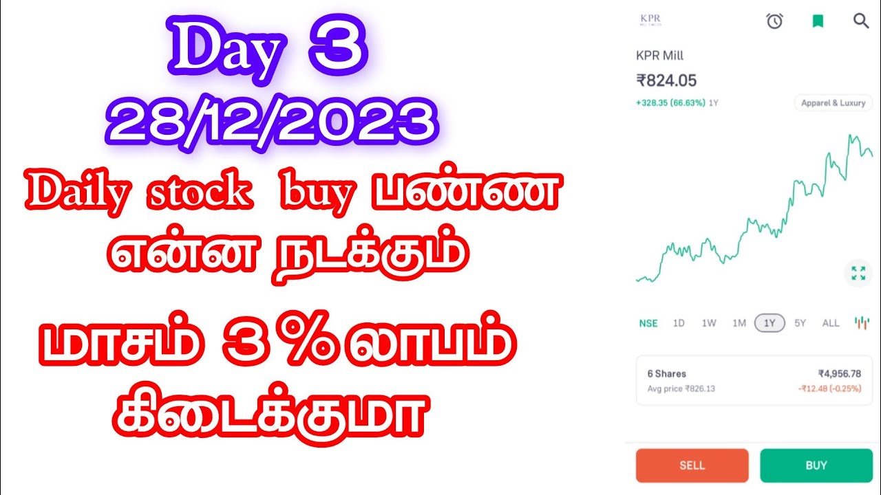 Daily share buy KPR mill, share market tamil, daily profit, 
