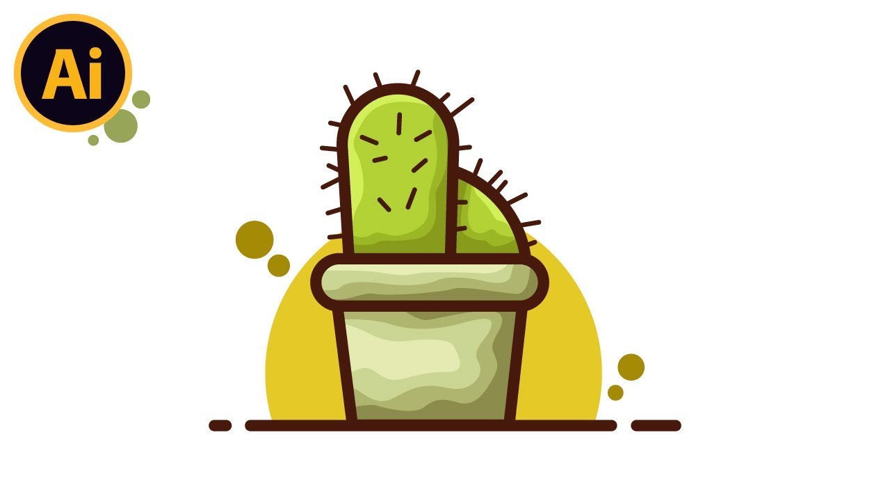 Cactus | Flat Design Adobe Illustrator [ speed art process for inspiration ]