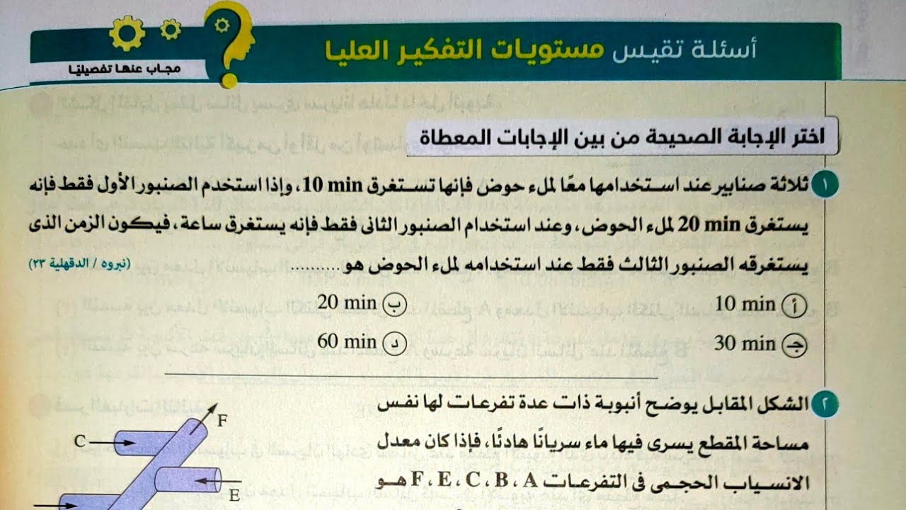 فيزياء 2ث - حل (مستويات عليا) السريان - كتاب الامتحان - 2025