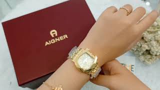 Aigner Genua Due Ladies White Dial Gold Stainless Steel