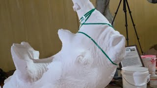 Expanding Foam Adhesive - for a Life-Size Paleo Exhibit - used on a Custom White Rhino CNC Carving