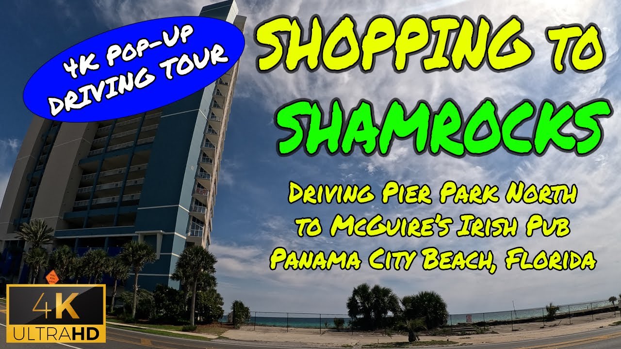 [4K Pop-Up Tour] Panama City Beach Pier Park North to McGuire's Irish Pub | Fun Music + Trivia Facts