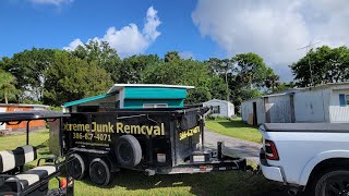 Junk Removal At A Mobile Home Park In Port Orange Florida.  Extreme Junk Removal