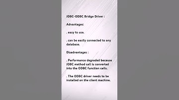 Advantages and disadvantages of JDBC - ODBC bridge driver. #java #viralvideo #youtubeshorts