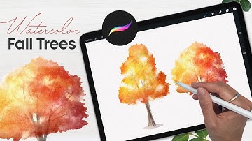 How To Draw Watercolor Fall Trees In Procreate • Easy iPad Art Tutorial
