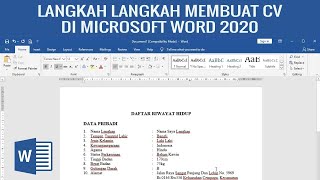 Cara Membuat Daftar Riwayat Hidup atau CV untuk Orang Awam Word 2020 langsung kirim secara online