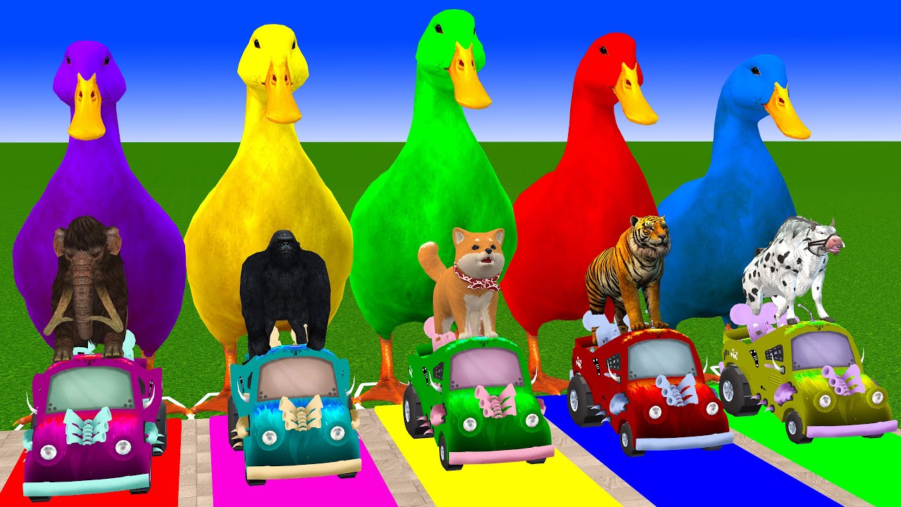 Long Slide Game with Cow Elephant Gorilla Hippopotamus Tiger 3d Animal Game Funny 3d Animals