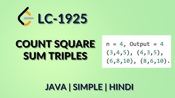 Count Square Sum Triples | Leetcode 1925 | Java Hindi