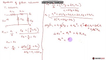 EQUATIONS OF FILTER NETWORKS T SECTION