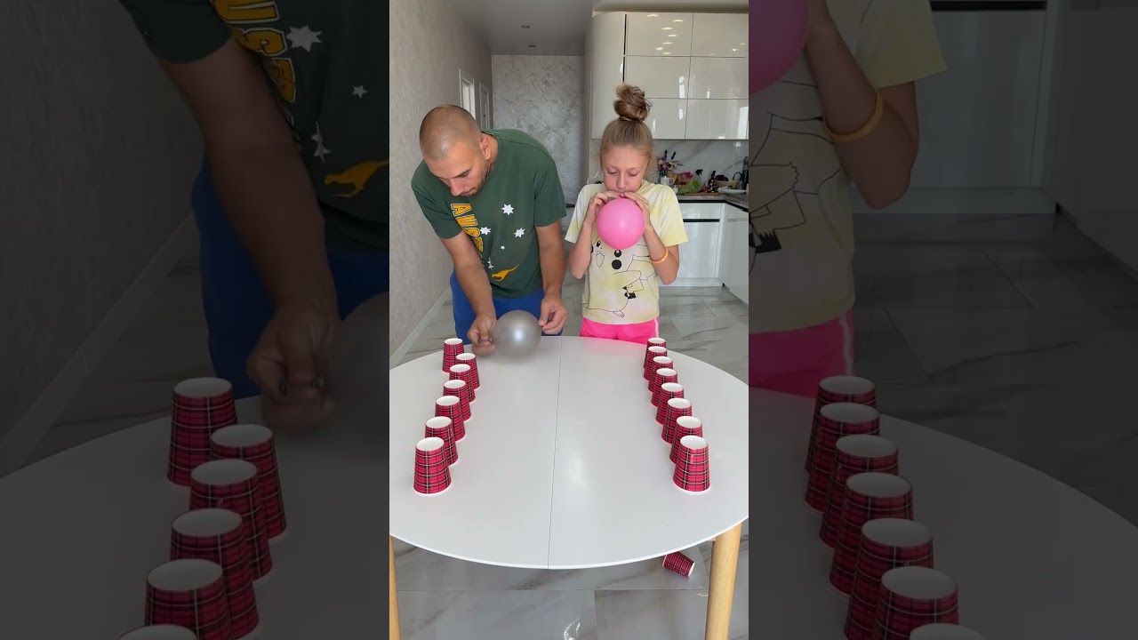 blow the glasses and win #familygames #challenge #yulkaevasisters