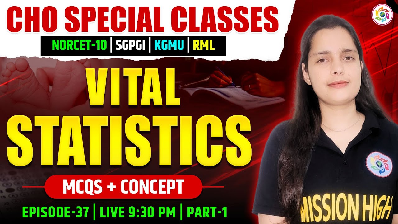 CHO Important MCQs Series | Vital statistics MCQs + Concept | Class-37 | CHO/Nursing Officer Exam