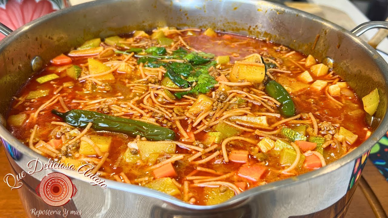 ❤️Sopa de Fideo con Carne Molida 💫🍜