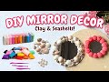 DIY Aesthetic Mirror Decor | Clay &amp; Seashell Crafts #diy #diycrafts #mirrordecor #aestheticroomdecor