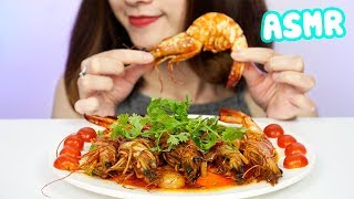ASMR Fried Giant Shrimp With Tomato Sauce *Relaxing Crunchy Eating Sounds | D-ASMR