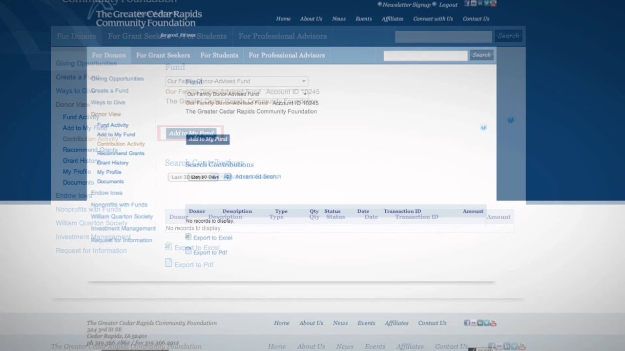 Donor View Tutorial Video - Presented by The Greater Cedar Rapids Community Foundation