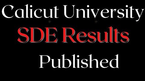 Sde Result Published|Calicut University