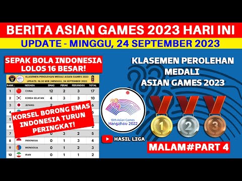 SEPAK BOLA INDONESIA LOLOS 16 BESAR - Klasemen Perolehan Medali Asian Games 2023 Terbaru