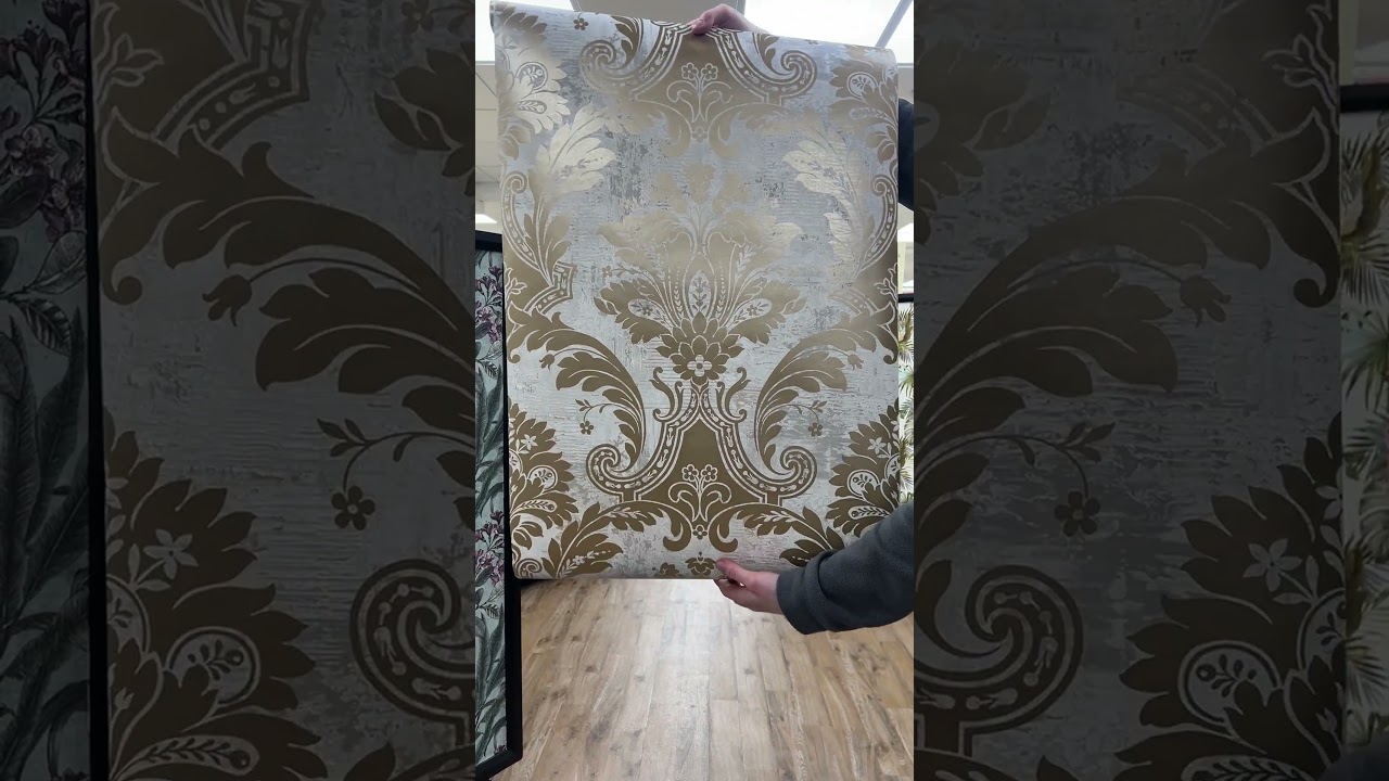 Belgravia Decor Plaster Damask Gold Cream Grey Wallpaper 2316