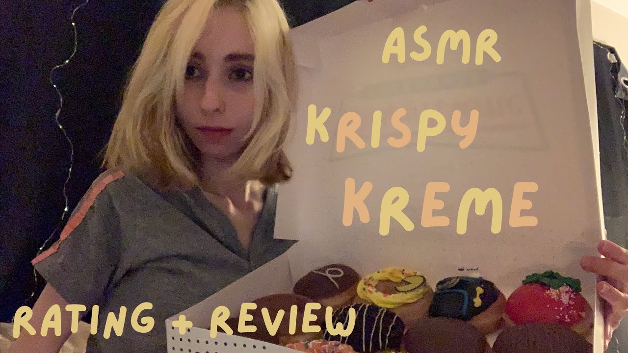 ASMR eating Krispy Kreme Donuts ( Lofi / soft spoken / paper and eating sounds )