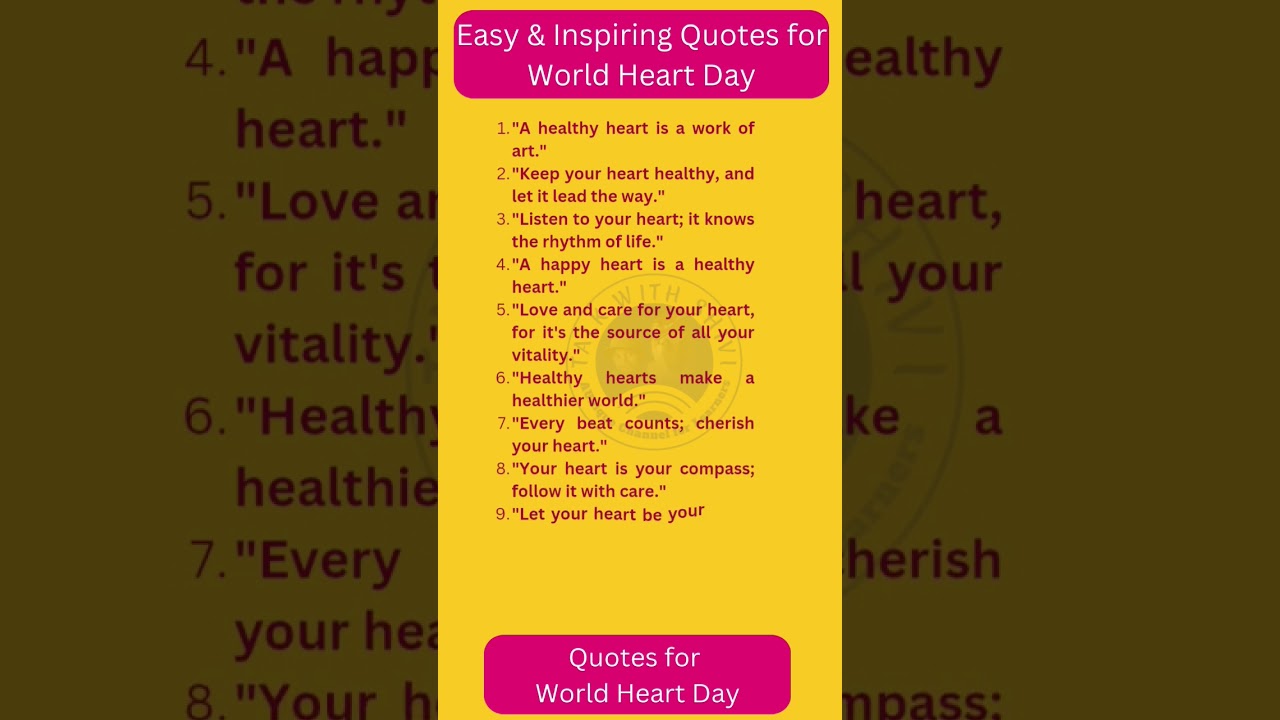 Easy and inspiring quotes on world heart day 💘