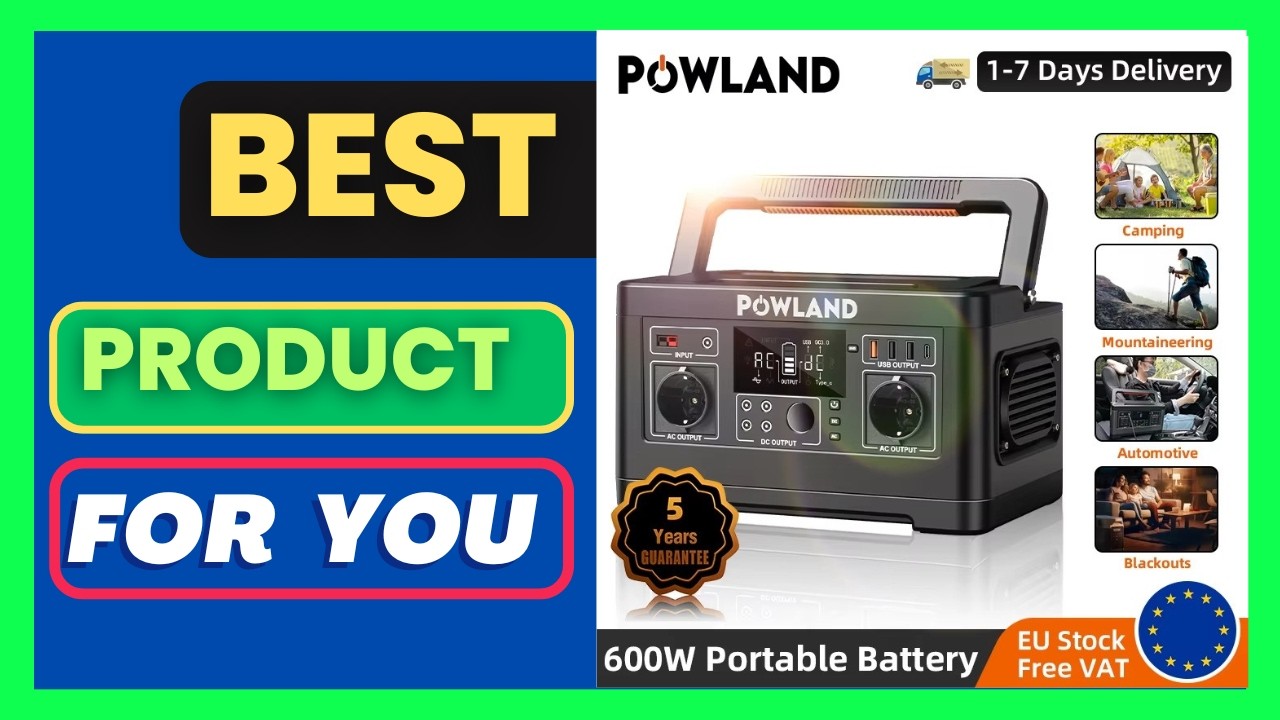 POWLAND Portable Power Station 600W 520Wh LiFePO4 Battery