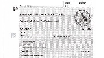 ECZ SCIENCE PAPER 1 2019 INTERNALS PART 2 SECTION B