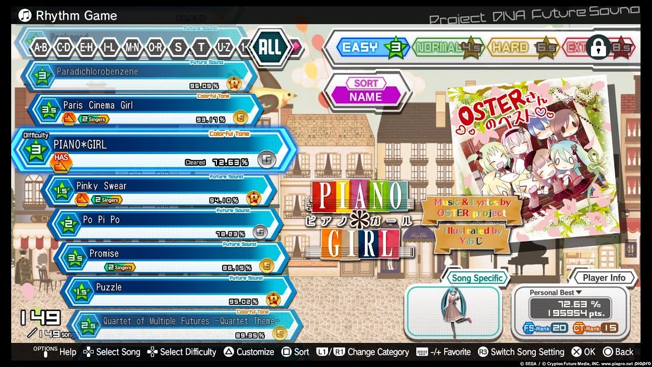 Hatsune Miku: Project DIVA Future Tone - PIANO*GIRL [EASY]