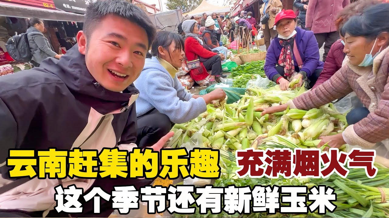 外地人在云南赶集，这个季节竟然还有香甜的玉米，太有意思了【小白的奇幻旅行】