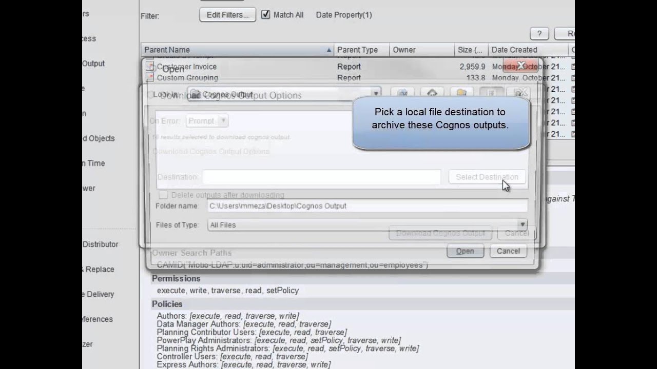 Download Delete Cognos Outputs