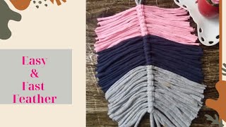 ريشة بخيط الكليم /How to make Feather by t-shirt yarn