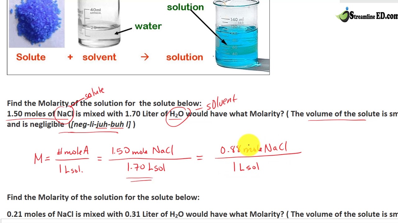 Learn how to calculate for the Molarity of a solute in a solution. 