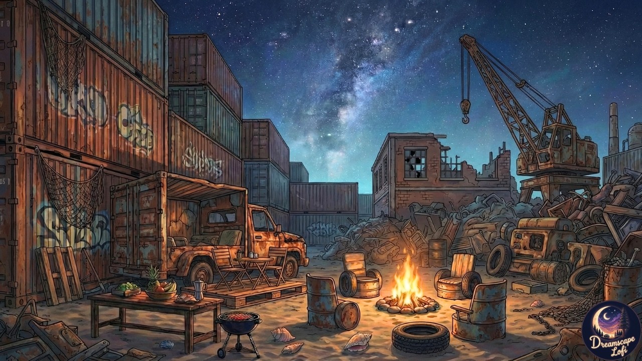 secret junkyard hideout 🏗️ cozy post-apocalyptic lofi mix [beats to relax/study]