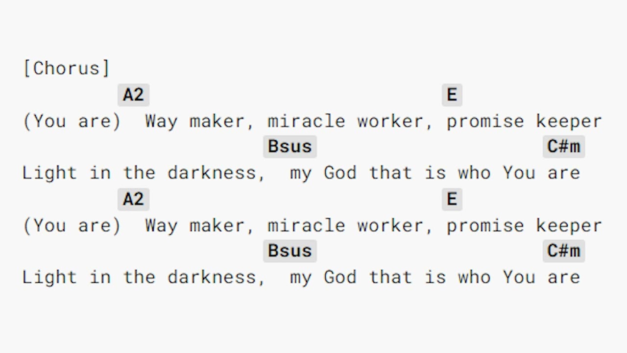 Leeland   Way Maker Key of E Play Along with Chords