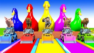 Long Slide Game with Cow Elephant Gorilla Hippopotamus Tiger 3d Animal Game Funny 3d Animals