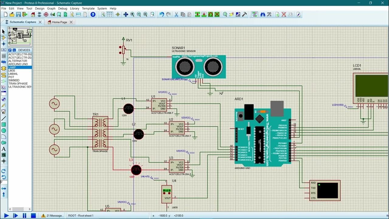 How to simulate and monitor 3 phase transformer line current in proteus (final year project