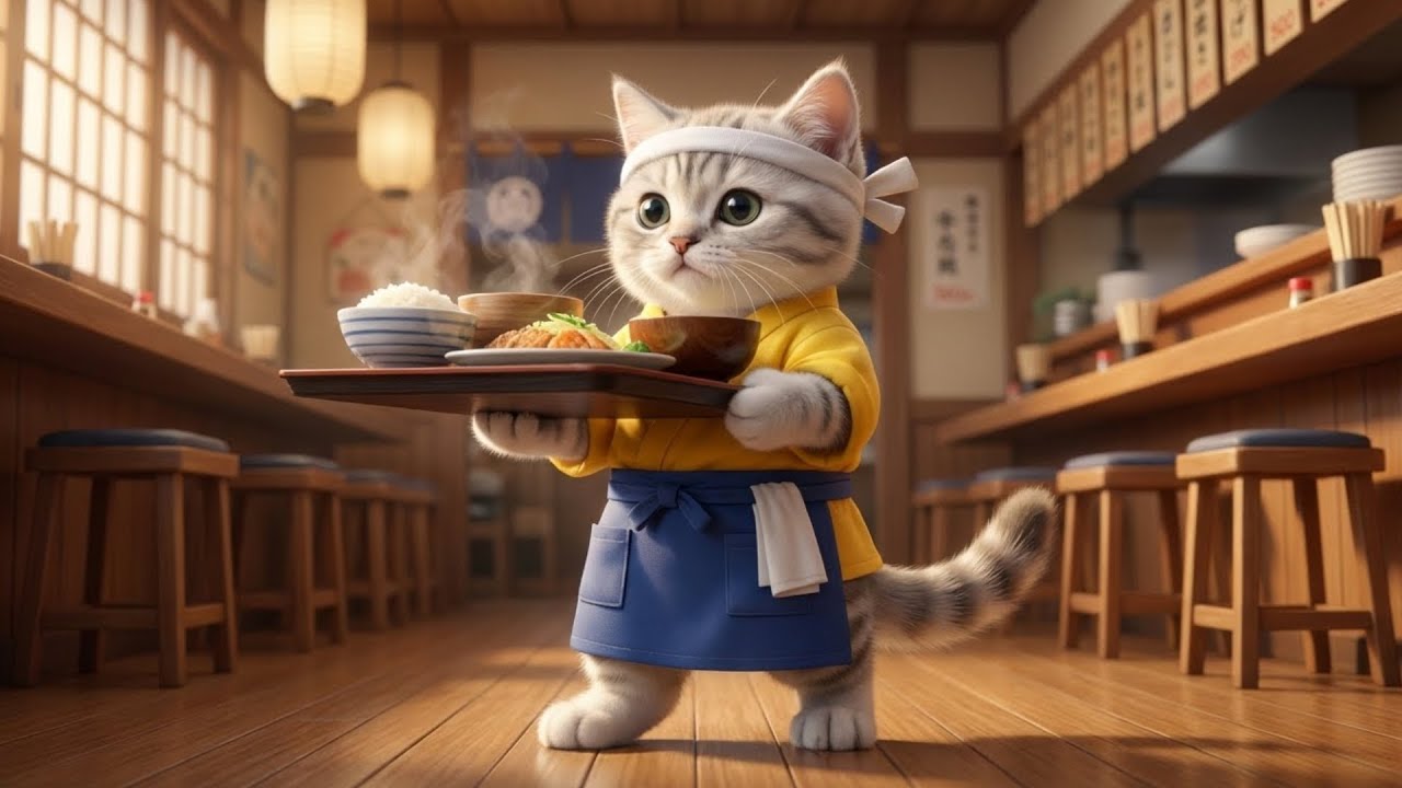 いらっしゃいませ!!大衆食堂で看板猫アルバイト...ねこの一日に密着🐱🍚