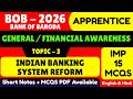 Indian Banking System Reform MCQS | BOB Apprentice 2026 | General & Financial Awareness PDF Notes