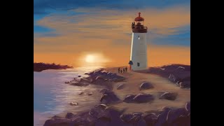 Procreate Timelapse - Lighthouse Sunset