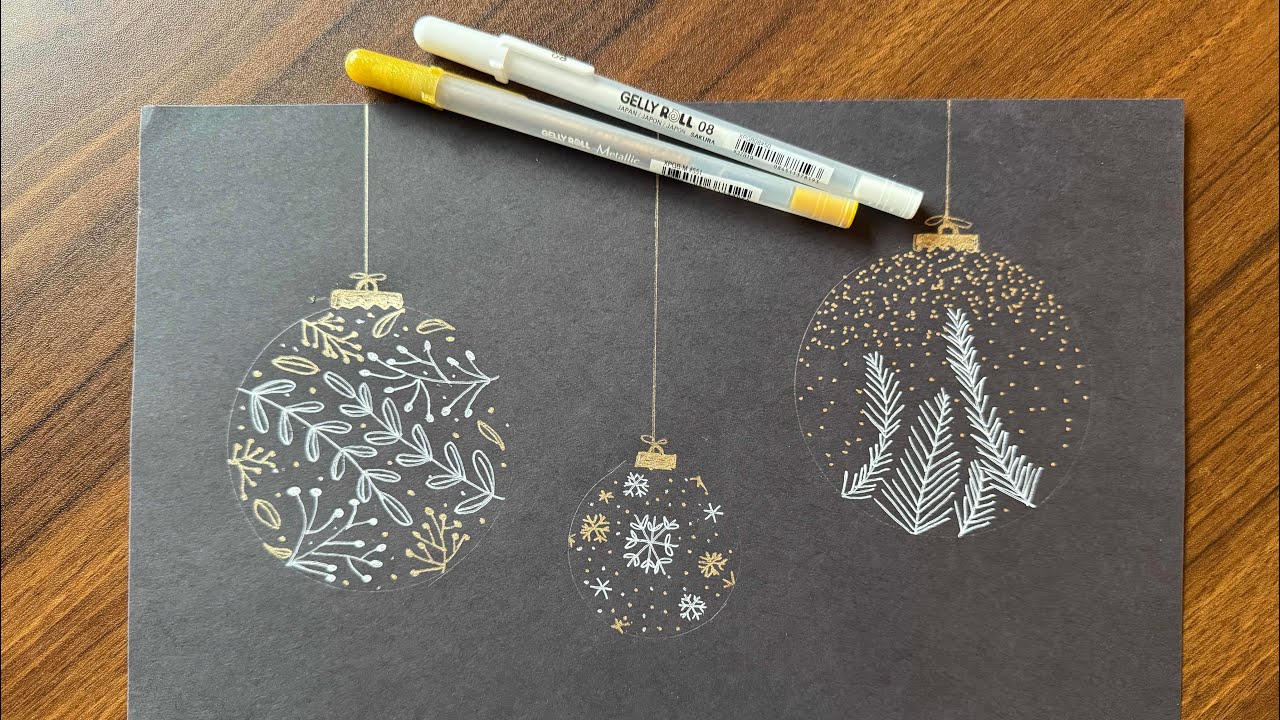 Christmas Painting on Black Paper 🎄 | No Music | Relaxing Art ☺️