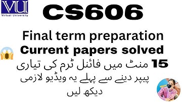 CS606 CURRENT PAPERS 2025|CS606 FINAL TERM PREPARATION | CS606 FINAL TERM IMPORTANT QUESTIONS #CS606