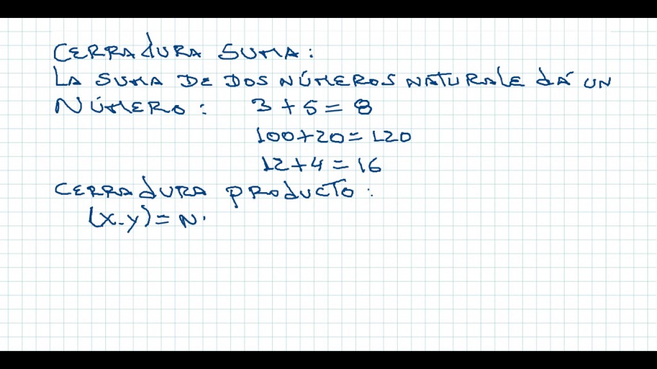 NÚMEROS NATURALES CERRADURA SUMA Y PRODUCTO - YouTube