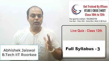 Live Quiz - 41 | Full Syllabus - 3 | By Abhishek Jaiswal (B.Tech IIT Roorkee)